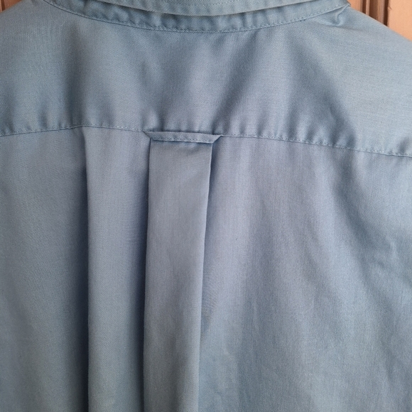 Izod Men's Shirt Sz17 Easy Care Short Sleeves Blue ButtonUp Collar Cotton Twill - Picture 10 of 11